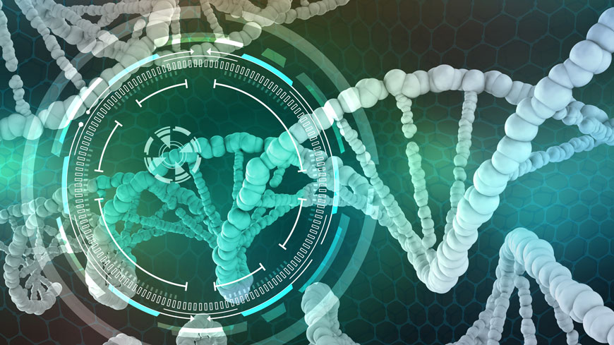 Genetic Engineering. The study of the structure of DNA and RNA, the introduction of changes at the gene level. Modern medical research of stem cells. 3D illustrations