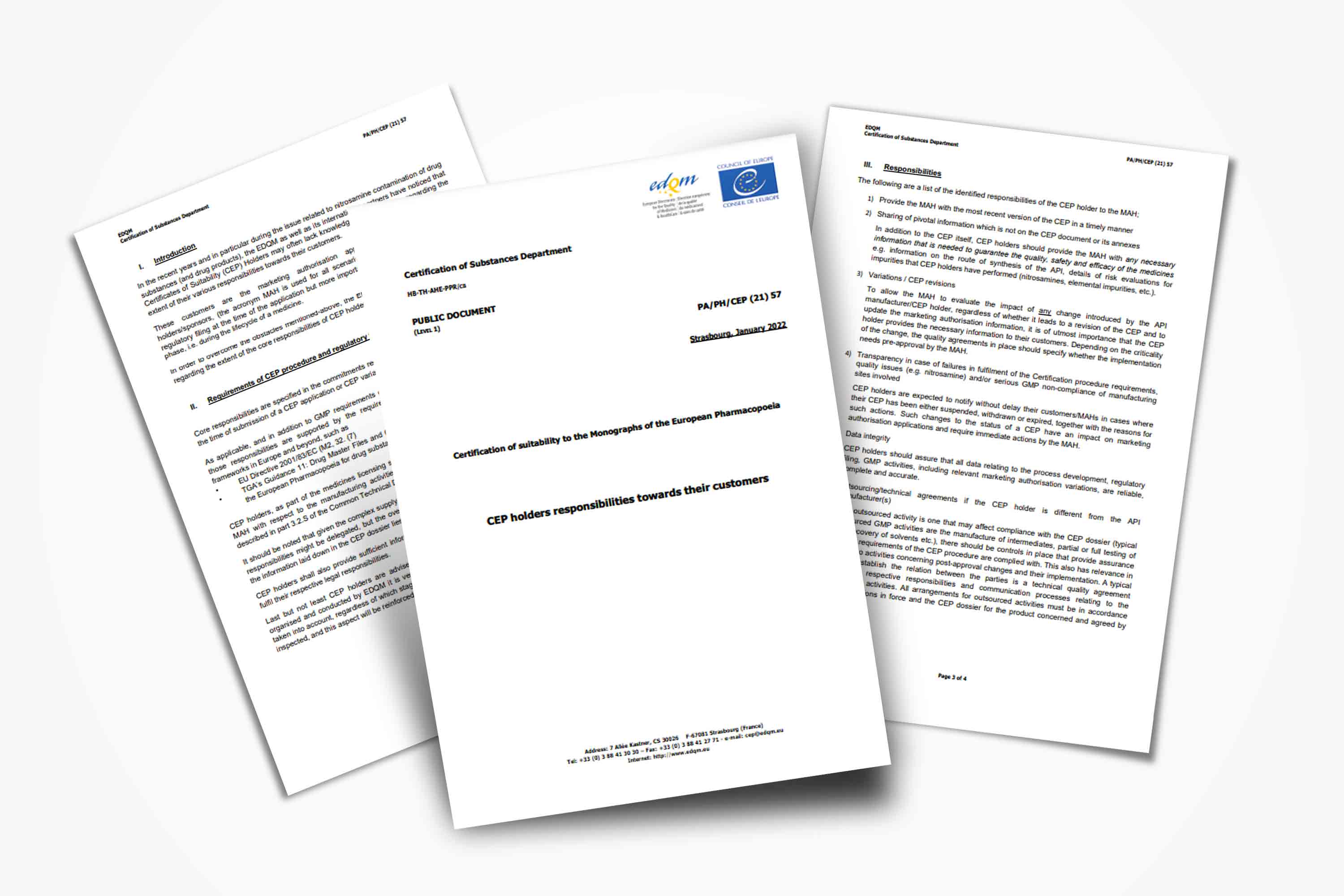 L’EDQM rappelle aux titulaires de CEP leurs responsabilités à l’égard de leurs clients