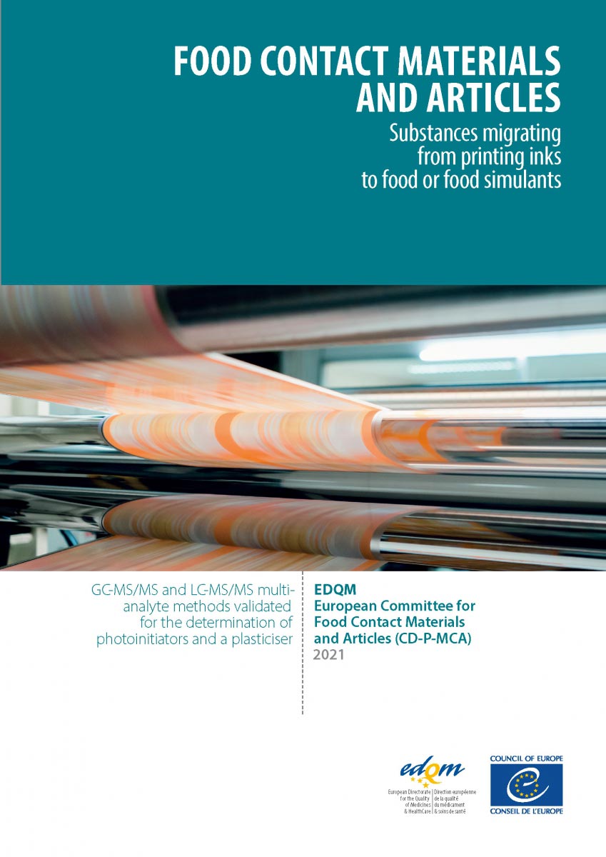 Substances migrating from printing inks to dry food or food simulants